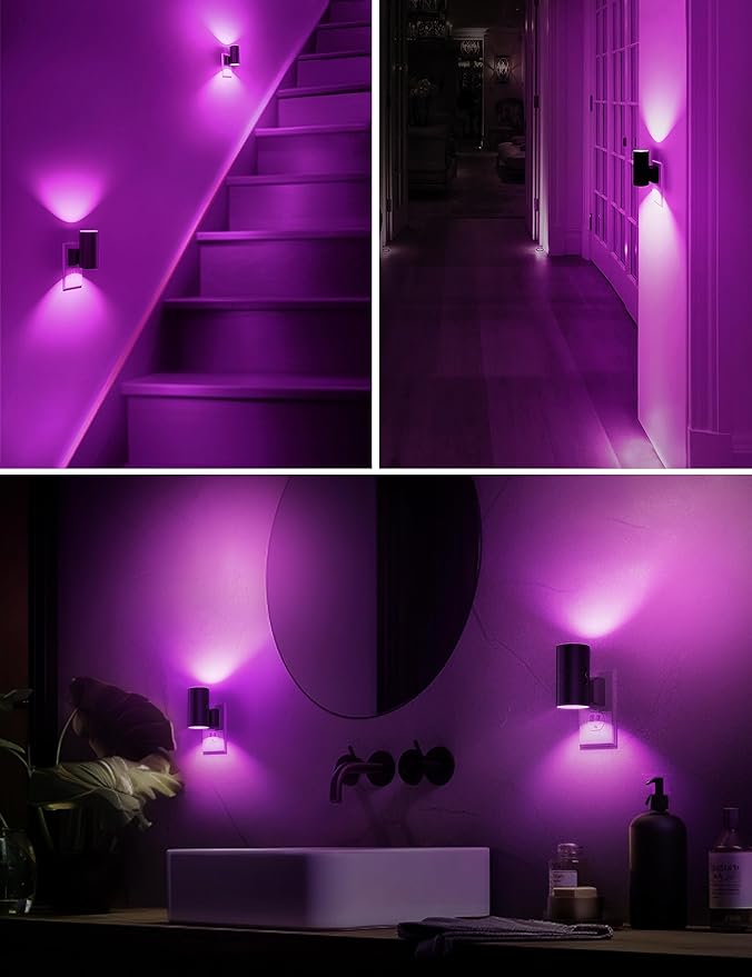 L LOHAS LED [2 Pack] Halloween Purple Night Light, Light Plug in with Sensor, Adjustable Brightness, Dimmable Lights Decorative for Christmas, Holiday, Home Decor, Party Bathroom - Bloomnest