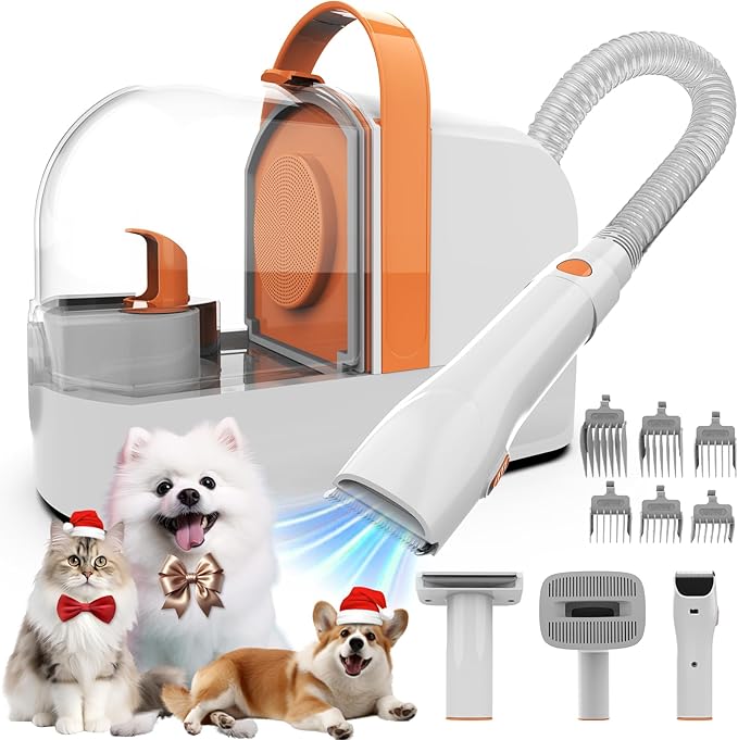 Dog Grooming Vacuum, Dog Grooming Kit with Pet Clippers, 12,000Pa Pet Hair Vacuum for Dogs, Low Noise Home Cleaning Tool in 1, PG10 - Bloomnest