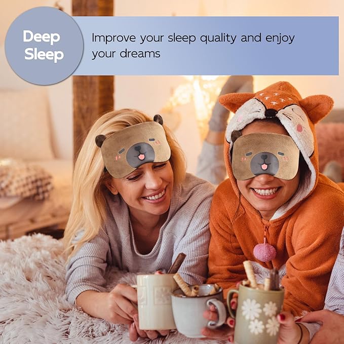Cute Sleep Masks Cartoon Capybara Eye Mask Plush Sleeping Mask & Travel Blindfold - Funny Novelty Eye Shade for Kids, Girls & Adults (Capybara) - Bloomnest