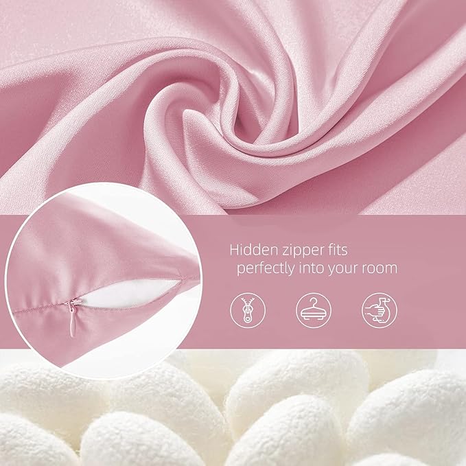 Silk Pillow Cases 2 Pack Mulberry Silk Pillow Cases Soft Breathable Both Sided Natural Silk Pillowcase with Zipper Beauty Sleep Cases for Gift(King,Pink) - Bloomnest