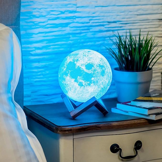 PRUGNA Moon Lamp, 1200mAh Ultra-Long Endurance Night Light, 7.1" 16 Colors LED Moon Light, Remote&Touch Control Room Decor Lamps for Kids Women Gift - Bloomnest