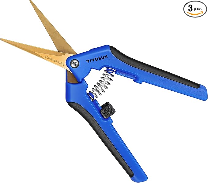 VIVOSUN 3-Pack 6.5 Inch Gardening Scissors Hand Pruner Pruning Shear with Titanium Coated Curved Precision Blades - Bloomnest