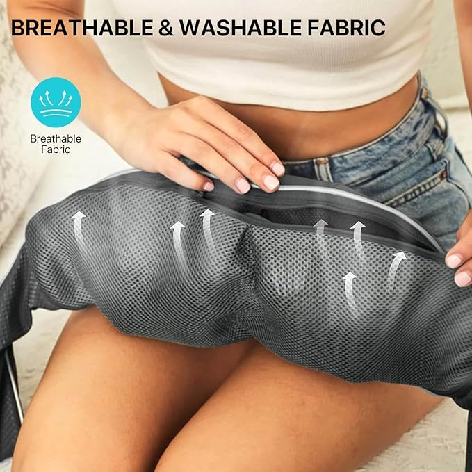 Cordless Shiatsu Neck Massager with Heat – Rechargeable Massager for Neck and Shoulder Pain with 8 Deep Kneading Nodes, Back Massager for Home Office Outdoor - Christmas Gifts for Mom Dad Men Women - Bloomnest