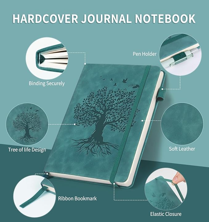 Lined Journal Notebook for Women Men, A4 Hardcover Leather Journals for Writing, 200 Pages Thick Paper, Daily Journal Notebook for Work, School, Note Taking, Business, Travel, College Ruled - Bloomnest