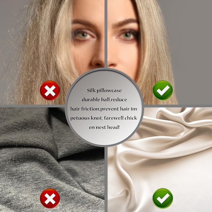 Silk Pillow Cases 2 Pack Soft Breathable and Sliky King Size Pillow Cases Set of 2,Natural Mulberry Silk Pillowcase Set of 2 for Hair and Skin with Hidden Zipper (Champagne,20"X 36",2pcs) - Bloomnest
