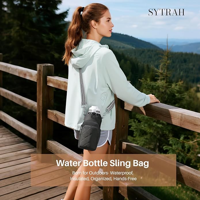 Water Bottle Bag Crossbody，Insulated Water Bottle Purse Crossbody Water Bottle Holder with Strap 40 oz SYTRAH