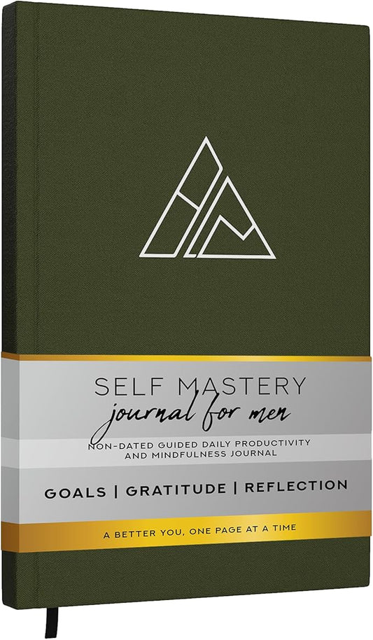 Self-Mastery Journal for Men - Gratitude Journal – 5 Minute Journals - Reflection Manifestation Journal for Mindfulness – Goal/Guided Gratitude Journel for Women & Men (Olive) - Bloomnest