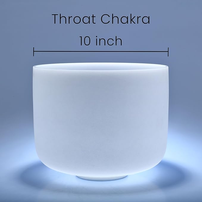 TOPFUND 432Hz G Note Crystal Singing Bowl Throat Chakra 10 inch with Heavy Duty Carrying Case and Suede Mallet