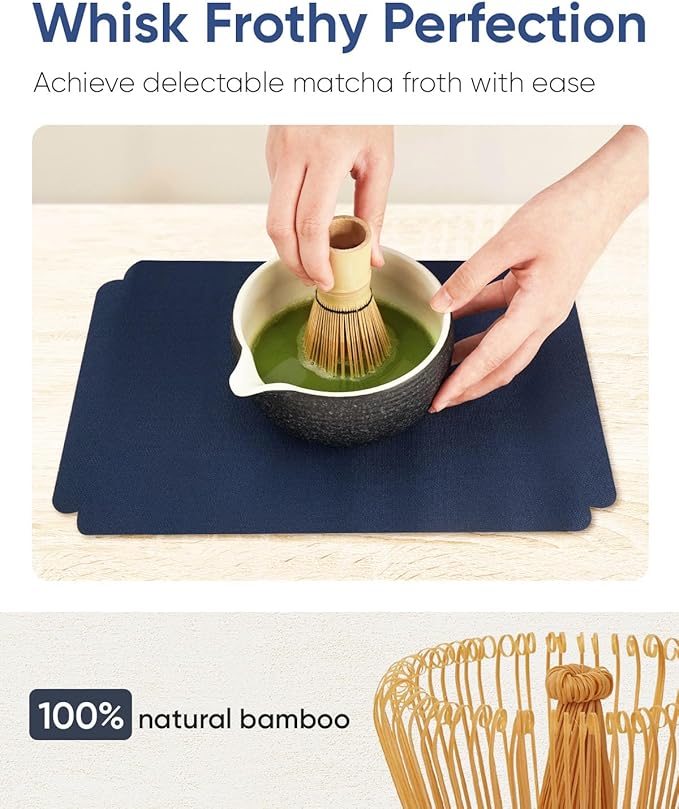 7 Pcs Matcha Kit Set, Matcha Whisk and Bowl with Spout, Powder Sifter, Whisk Holder, Bamboo Scoop and Scoop Rest, Perfect Prepare Tools for Making Matcha Tea (Charcoal Grey) - Bloomnest