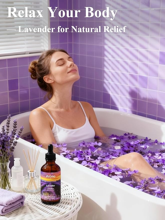 Lavender Essential Oil with Premium Gift Box - Lavender Essential Oils for Skin & Diffusers & Aromatherapy - 4 Fl Oz 100% Pure Natural - Gift-Ready Box - Gifts for Women Bloomnest