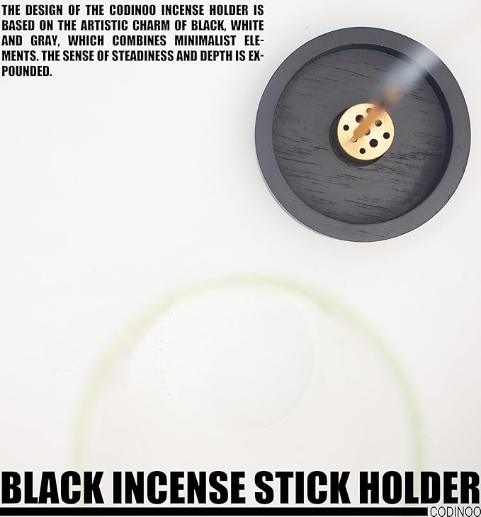 Incense Holder for Sticks,Modern Incense Stick Holder with Glass Ash Catcher[Anti ash Flying], Incense Burner Holder,Zen Glass Incense Holder,for Spa Home Decor Yoga Meditation[Black] - Bloomnest