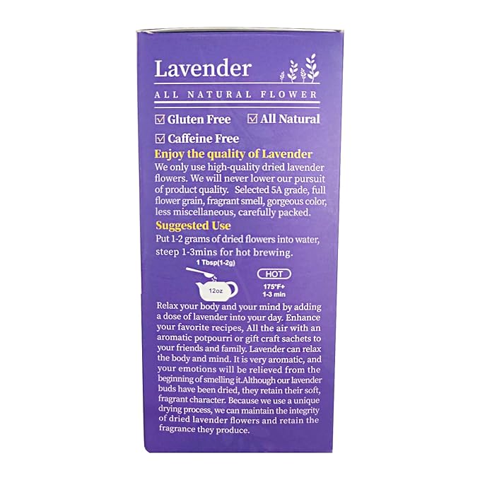 TIAN HU SHAN Dried Lavender Flower Buds, Culinary Food Grade for Baking, Fresh Fragrance, 4 Ounce, Caffeine Free Suger Free Vegan Herbal Tea, Packing in Bulks - Bloomnest