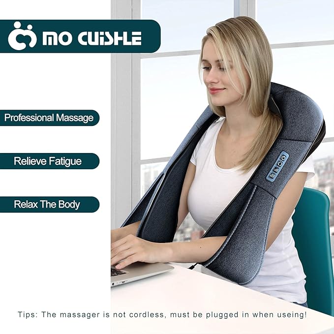 Mo Cuishle Shiatsu Neck and Back Massager with Heat – Deep Kneading for Shoulder and Neck – Ideal Gift for Men, Women, Mom, Dad Him & Her – Perfect for Christmas, Mother's Day, Father's Day, Birthdays - Bloomnest