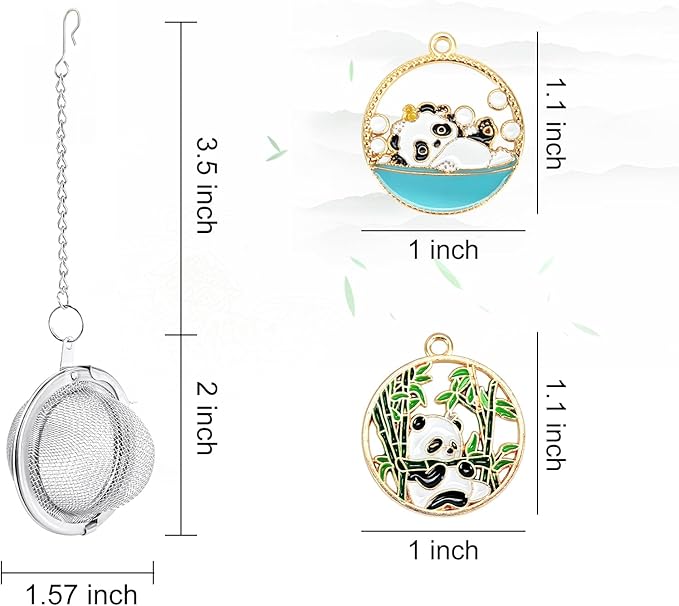 2Pcs Stainless Steel Mesh Tea Infuser, 2.1 inch Tea Ball with Panda Pendant,Tea Strainer Tea Diffuser Tea Steeper for Filtering Tea,Tea Infusers for Loose Tea (Panda, 2PC) - Bloomnest
