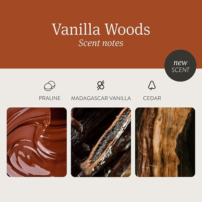 Drift Vanilla Woods Scented Candle - Clean Oil Premium Home Decor Fragrance - 60 Day Burn Time - 10.5 oz - Bloomnest