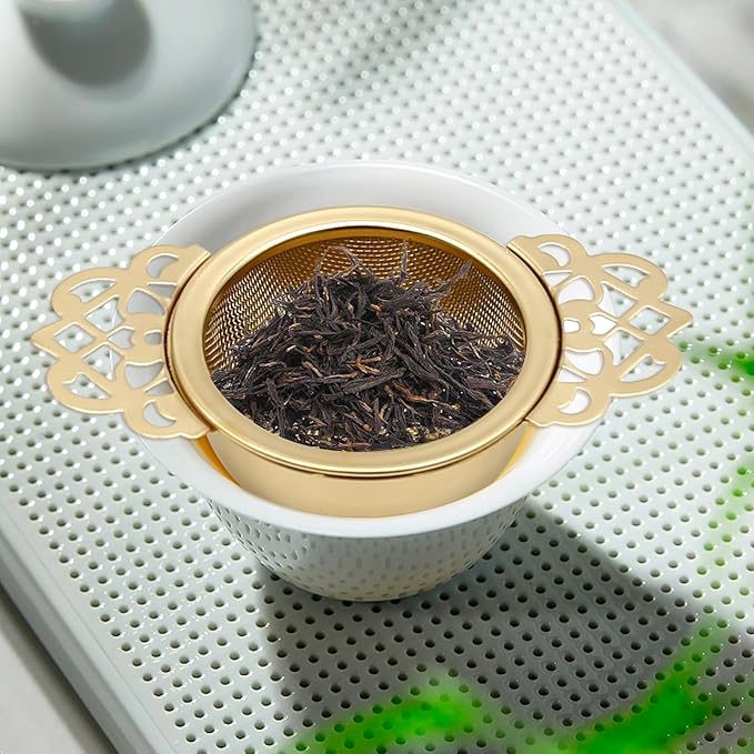304 Stainless Steel Tea Drain Strainer Tea Filter Mesh Tea Drip Bowls Teapot Strainer With Petal Handles Tea Divider, Pack Of 4 - Bloomnest