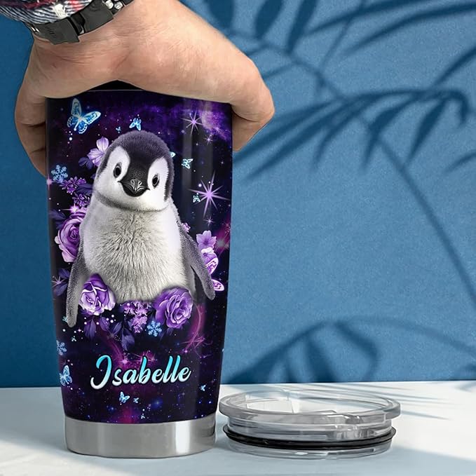 SANDJEST Personalized Penguin Tumbler 20oz 30oz Tumblers with Lid Gift for Girl Daughter Women Best Friend Sister Animal Lovers Christmas Birthday - Bloomnest