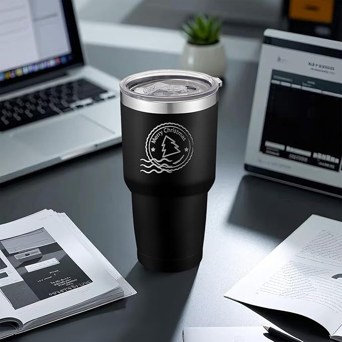 YOUKE OLA 12 Pack Insulated Tumbler Powder Coated Stainless Steel Double Wall Vacuum Travel Coffee Tumbler Cup with Lid and Straw for Laser Engrave DIY Gift 30oz Black