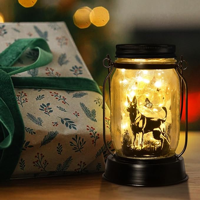 Belgian Malinois Dog Gifts for Women/Men Belgian Malinois Solar Lanterns Birthday Dog Lovers Lantern Pet Loss Dog Memorial Lights Solar Garden Decoration for Yard, Patio,Backyard,Porch Torches Light - Bloomnest