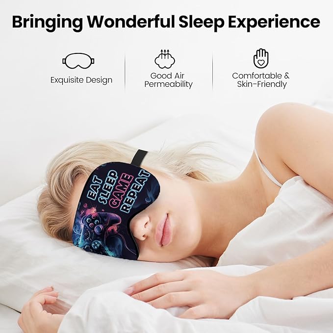 2 Pcs Boys Sleep Eye Mask, Guys Blackout Sleeping Silk Mask for Kids Adult Children's Travel Eye Cover Blindfold for Game - Bloomnest