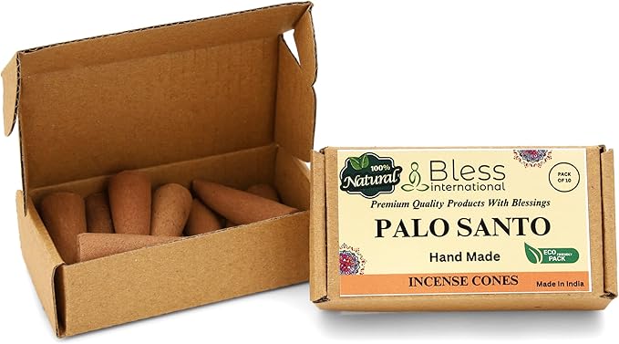 Bless International Palo Santo 100%-Natural-Incense-Cones Handmade-Hand-Dipped Organic-Chemicals-Free for-Purification-Relaxation-Positivity-Yoga-Meditation The-Best-scents (10 Count) BlessInternational