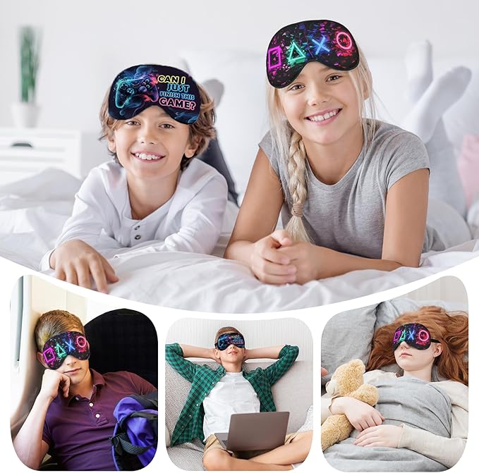 2 Pcs Boys Sleep Eye Mask, Guys Blackout Sleeping Silk Mask for Kids Adult Children's Travel Eye Cover Blindfold for Game - Bloomnest