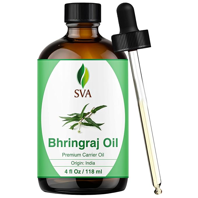 SVA Bhringraj Premium Carrier Oil 4oz (118ml) With Dropper for Hair Oiling, Scalp Massage & Skin Care - Bloomnest