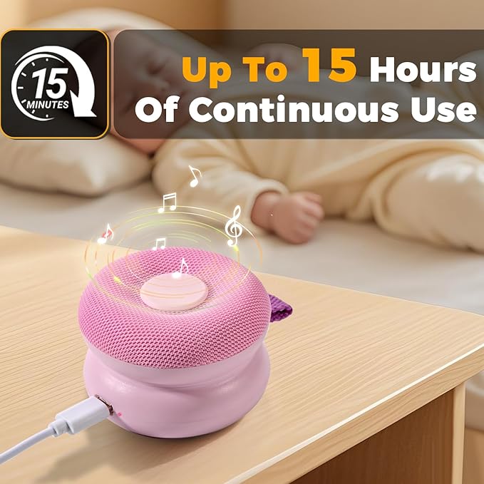 Portable Sound Machine - White Noise Sound Machine for Baby, Travel Donut Sound Machine for Sleep, 15 Soothing Sounds & 7 Colors Night Light, Breathing, Baby Shusher, Registry Gift, Pink