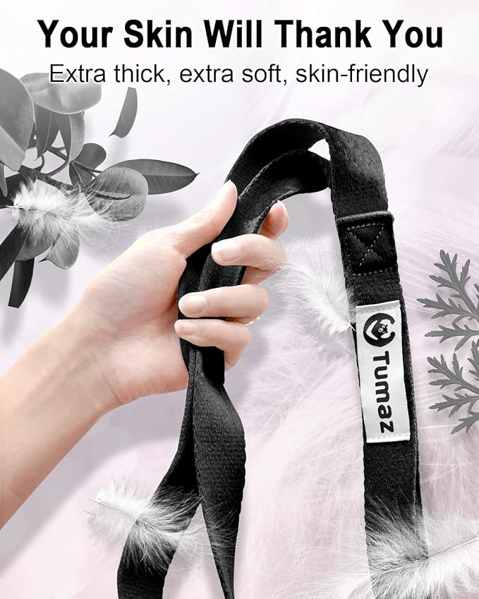 Tumaz Stretching Strap - 10 Loops & Non-Elastic Yoga Strap - The Perfect Home Workout Stretch Strap for Physical Therapy, Yoga, Pilates, Flexibility - [Extra Thick, Durable, Soft] - Bloomnest
