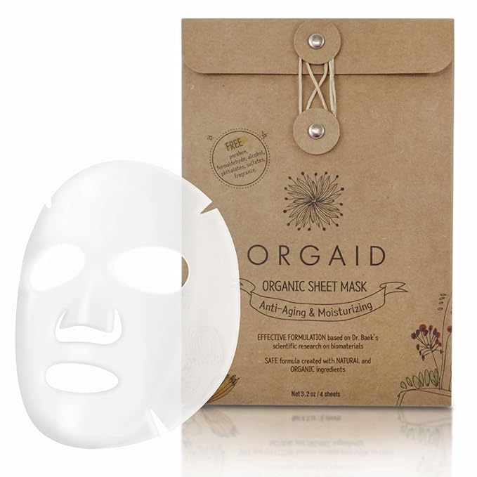 ORGAID Organic Sheet Mask | Made in USA (Anti-aging & Moisturizing, pack of 4) - Bloomnest