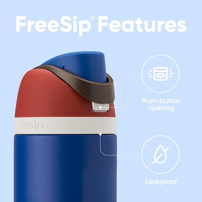Owala Marvel FreeSip Insulated Stainless Steel Water Bottle with Straw for Sports and Travel, BPA-Free Sports Water Bottle, 24 oz, Captain America Owala