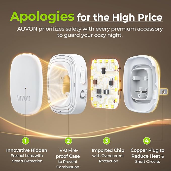 AUVON Plug-in LED Backlit Night Light with Motion Sensor & Dusk to Dawn Sensor, Dimmable Cool White Nightlight with 1-50 lm Adjustable Brightness for Bedroom, Bathroom, Stairs, Hallway (4 Pack) - Bloomnest