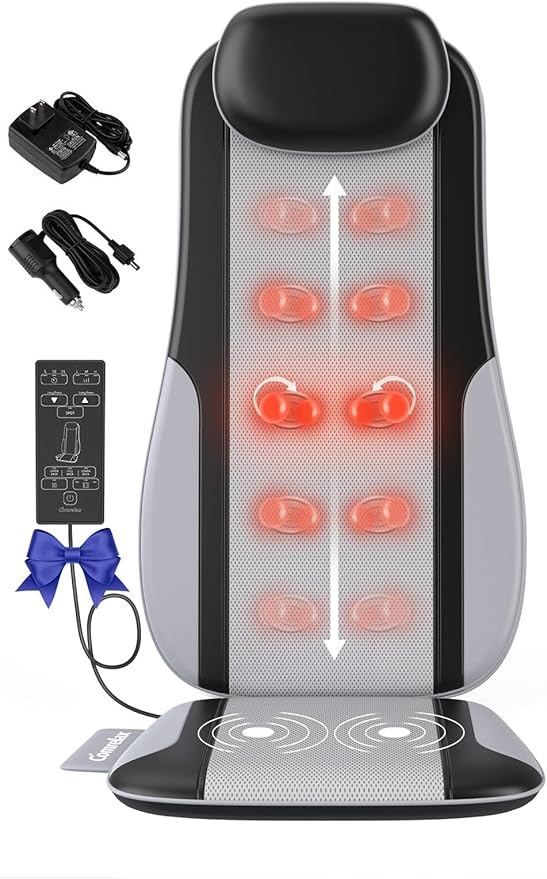 Shiatsu Back Massager with Heat, Massager Chair Pad for Pain Relief Deep Tissue with Smart Timer, Kneading Seat Cushion Vibration for Office, Home, and Travel Use - Bloomnest