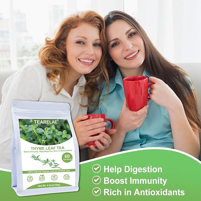 TEARELAE - Thyme Tea Bags - 60 Count - 100% Pure Natural Thyme Leaves - Help Digestion, Boost Immunity - Non-GMO - Caffeine-Free - Bloomnest