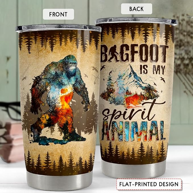 SANDJEST Bigfoot Tumbler Cup 20oz Sasquatch Gifts for Men Stainless Steel Insulated Tumblers Coffee Travel Mug Gift for Birthday Christmas - Bloomnest