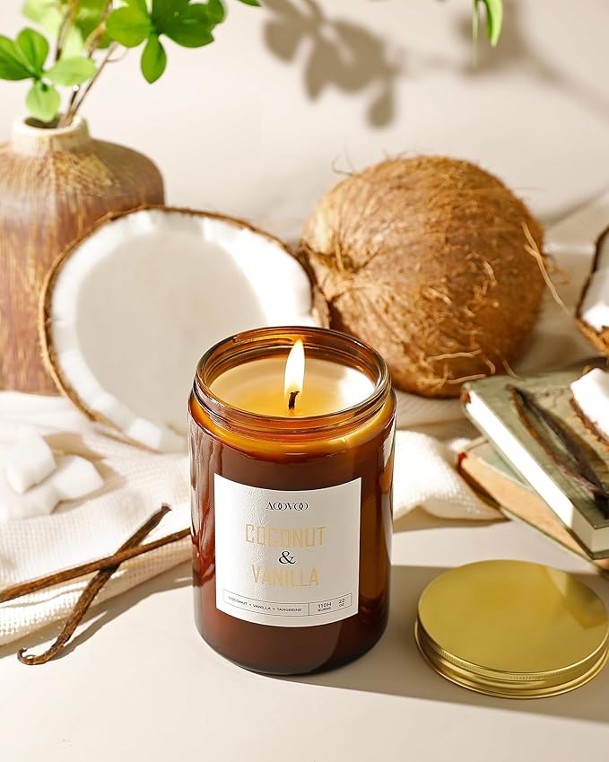 AOOVOO Vanilla Coconut Candle - Large Scented Candles 22oz, Soy Candles, Aromatherapy Candle, Soy Wax Candle - Bloomnest