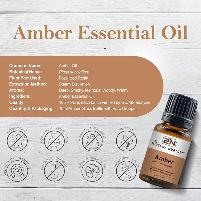 Amber Essential Oil,100% Pure Undiluted, Aromatherapy Oil for Diffuser, Hair & Skin Care NirvanaNurture