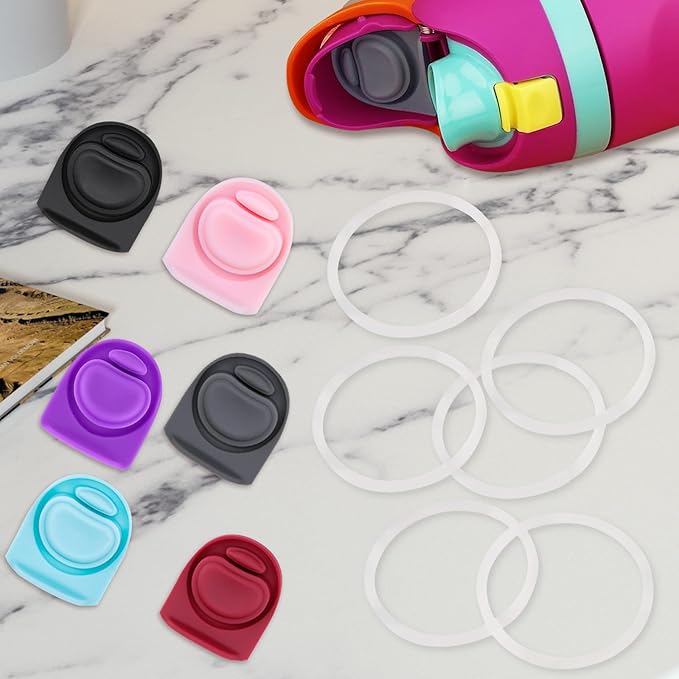 6 Sets Replacement Stopper and O Ring Gasket Compatible with Owala FreeSip 24oz 32oz,Water Bottle Lid Insert Cap Rubber Seal Parts for Owala 16/19/24/32/40oz Mouthpiece Accessories F9 Frokolla