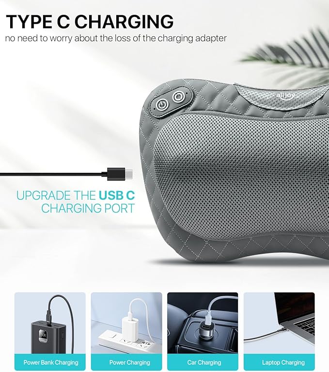 ALLJOY Shiatsu Neck and Back Massager with Soothing Heat,3D Kneading Massage Pillow for Muscle Pain Relief, Use Unplugged,Detachable Cover-Christmas Gifts for Women Men Mom Dad - Bloomnest