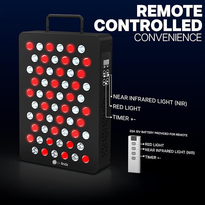 Life Finds 9 x 13 inch Red Light Therapy Panel Lamp for Skin and Muscles, Near Infrared Treatment, 60-LEDs, 78W, 5 Wavelength Modes, 217 Irradiance, Remote Control, LF-RL16 LifeFinds