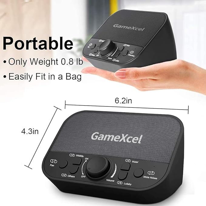 Portable Sound Machine, White Noise Machine with 38 Sounds & Dual Speakers, USB Charger, Timer & Memory - Magicteam Sleep Therapy, Noise & Sleep Machines for Baby, Kids, Adults Home Office Travel