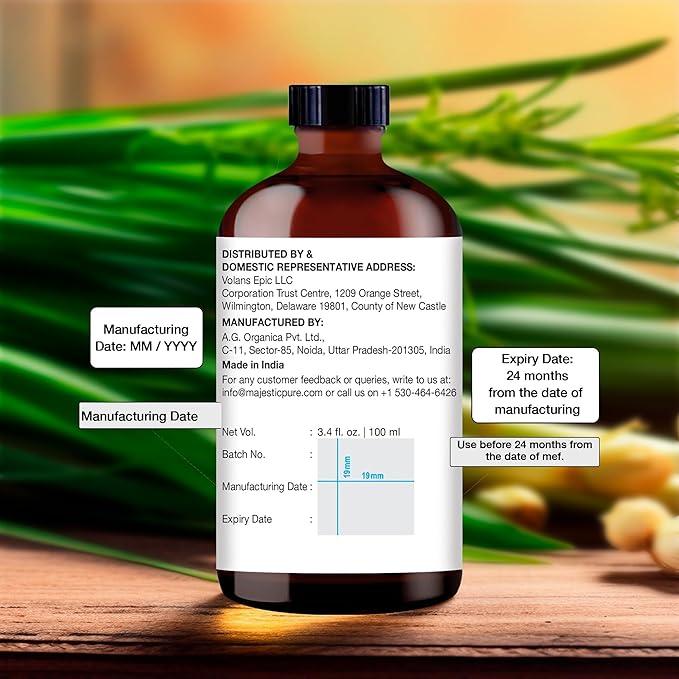 Majestic Pure Lemongrass Essential Oil with Glass Dropper - 3.4 Fl Oz - 100% Pure and Natural Lemongrass Oil - Premium Grade Essential Oils for Diffuser, Aromatherapy, Soap and Candle Making - Bloomnest