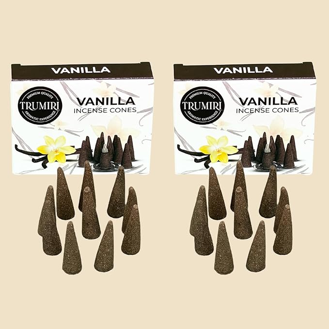 TRUMIRI Vanilla Incense Cones - Total 20 Cone Incense - Dual Pack of 10 Insence Cones - Incense Cones Scented - Cone Incense Scents - Insense Cones - Incent Cone TRUMIRI