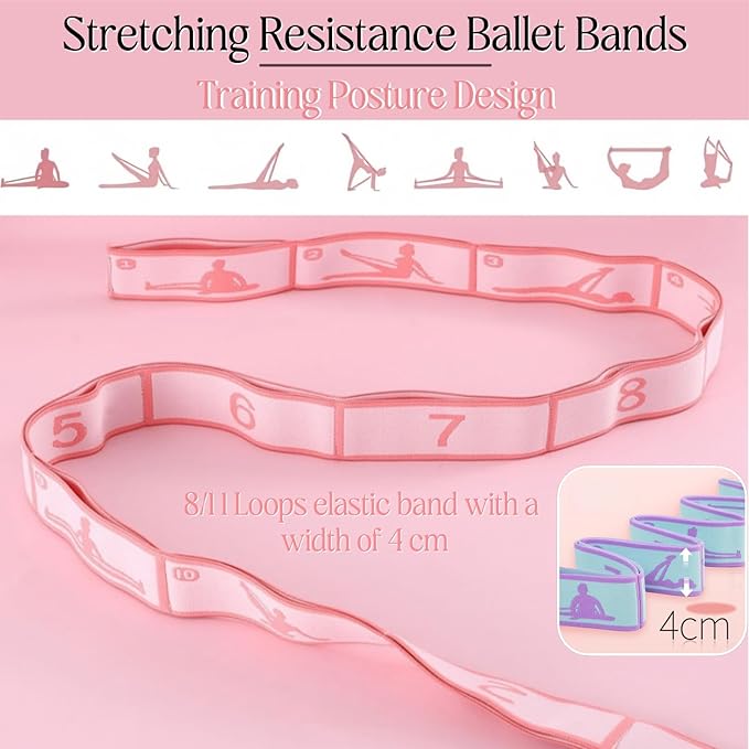 Multi-Loop Stretch Band - Yoga, Pilates, Ballet, and Physical Therapy Stretching Strap for Flexibility, Leg Stretching, and Exercise - Durable Stretching Equipment for Dance and Fitness - Bloomnest