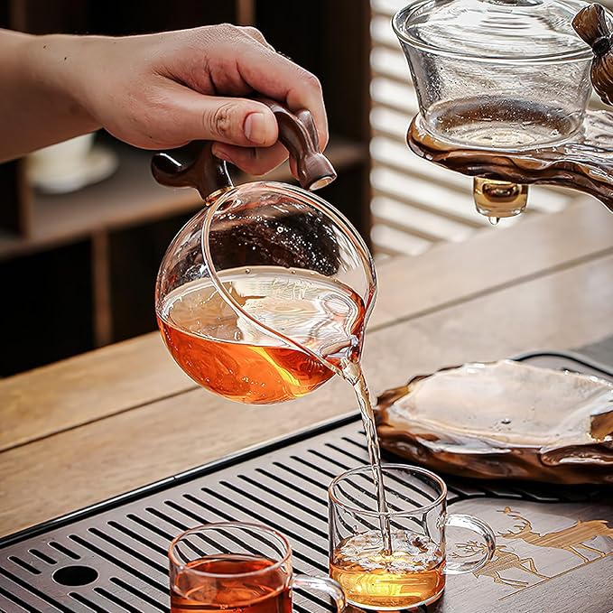 Semi Automatic Tea Set, Lazy Kungfu Tea Set, Lazy Kung Fu Drip Teapot, Magnetic Tea Pot With Magnetic Ball, Heat Resistant Gongfu Glass Teapot Set, Gift For Fathers Day, Thanksgiving Birthdays