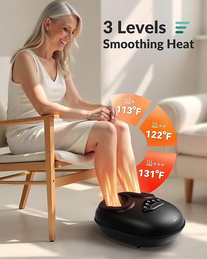 Snailax Foot Massager with Heat, Shiatsu Feet Massager Machine for Plantar Fasciitis Neuropathy, Rolling Compression Foot Massage, Fits Size up to 14“ Multiple Modes, Gifts for Parents - Bloomnest