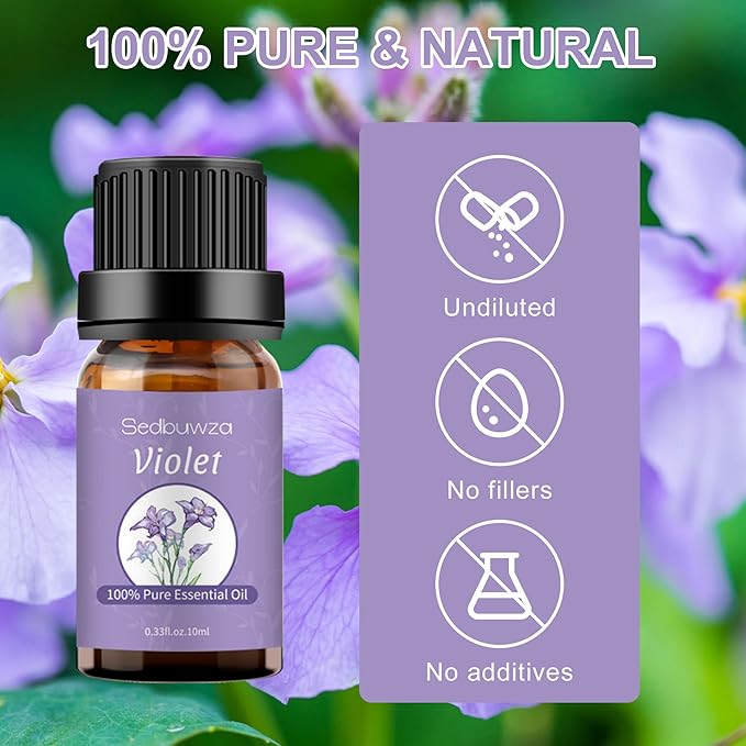 Sedbuwza Violet Essential Oil, 100% Pure Organic Violet Aromatherapy Gift Oil for Diffuser, Humidifier, Soap, Candle, Perfume Sedbuwza