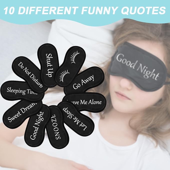 Eurzom 20 Pieces Funny Eye Sleeping Mask Bulk with Adjustable Strap Blackout Eye Sleep Mask for Night Blindfold Cover for Women Men(Black) - Bloomnest