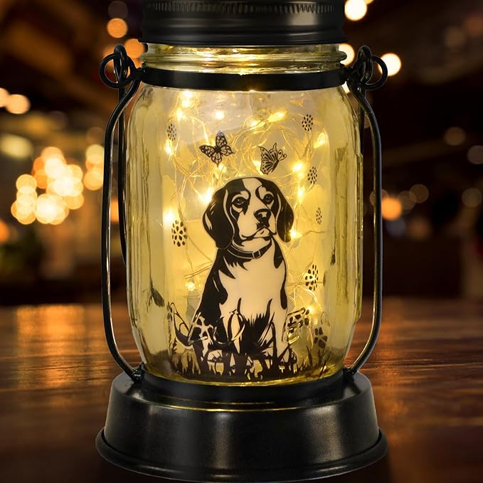 Beagle Gifts for Women/Men Beagle Solar Lanterns Dog Mom Birthday Dog Lovers Lantern Pet Loss Pet Memorial Lights Solar Garden Decoration Outside for Yard, Patio,Backyard,Porch - Bloomnest