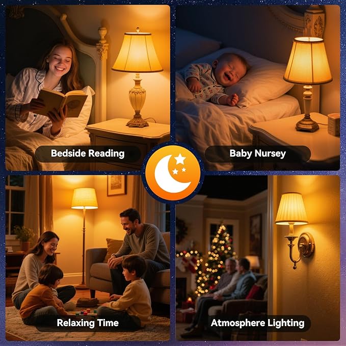 Neporal Amber Sleep Light Bulbs 1800K 3PK, 9W 60 Watt Equivalent, 99.96% Blue Blocking Soft Warm Light Bulbs A19, Amber Night Light E26 for Bedroom and Baby Nursery Light - Bloomnest